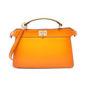 Good Fendi Peekaboo Ic You Handbag Orange Leather 8BN323